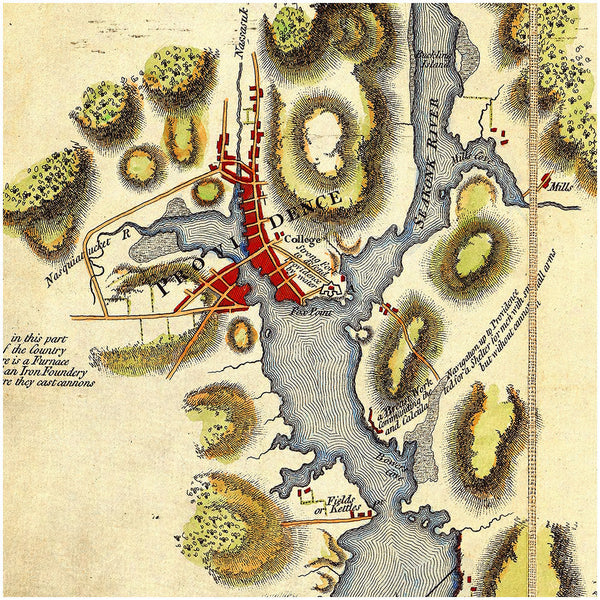New England, 1777, Narragansett Bay, Rhode Island, Gaspée Affair, Revolutionary Era Map