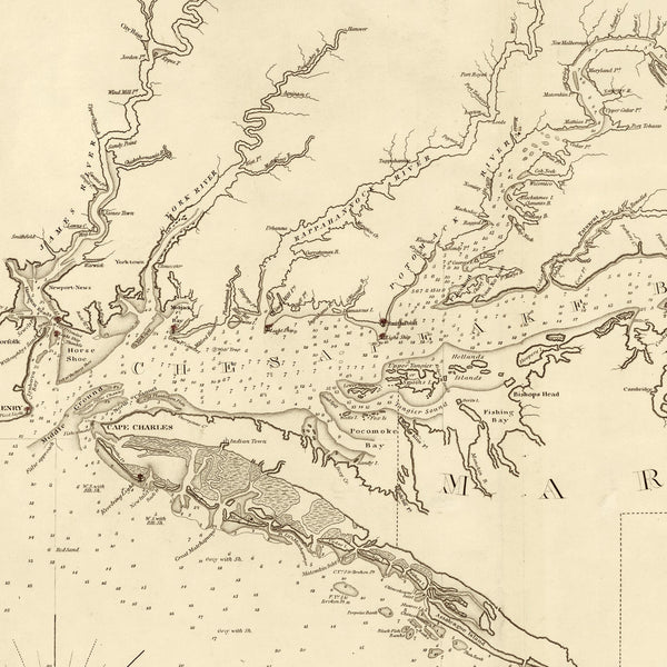 U.S. East Coast, 1827, New York to Florida, Nautical Chart