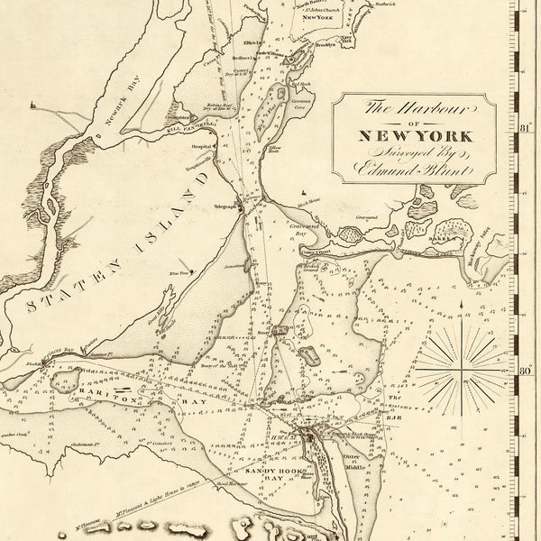 U.S. East Coast, 1827, New York to Florida, Nautical Chart