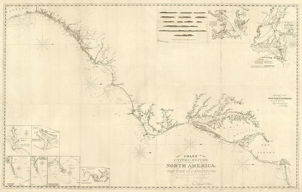 U.S. East Coast, 1827, New York to Florida, Nautical Chart