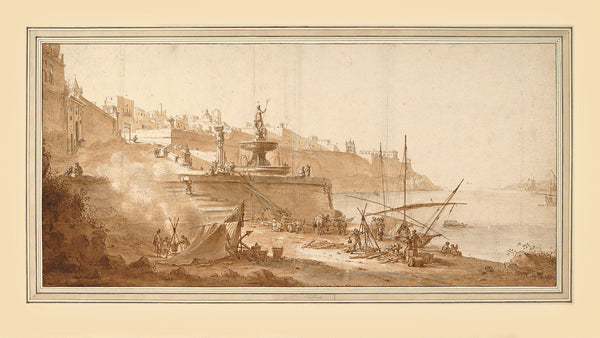 Malta, 1664, Valletta Harbour, Fontana Nuova, Schellinks, Drawing, Fine Art Print