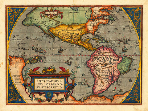 America, 1598, Americæ Sive Novi Orbis, Ortelius, Antique Map