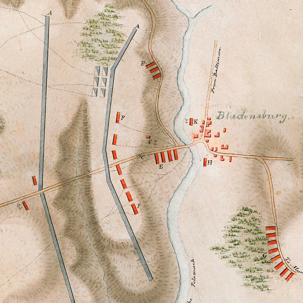Battle of Bladensburg, 1814, Md., War of 1812, Manuscript Sketch