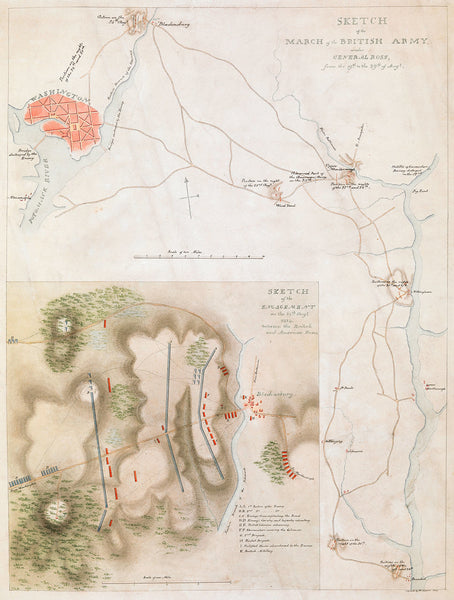 Battle of Bladensburg, 1814, Md., War of 1812, Manuscript Sketch
