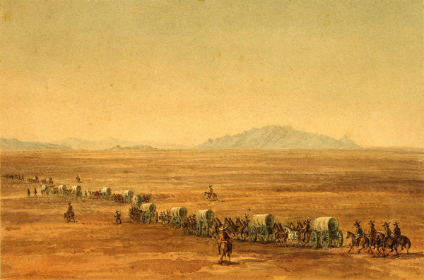 Utah, 1859, Great Salt Lake Desert Crossing, Watercolor View