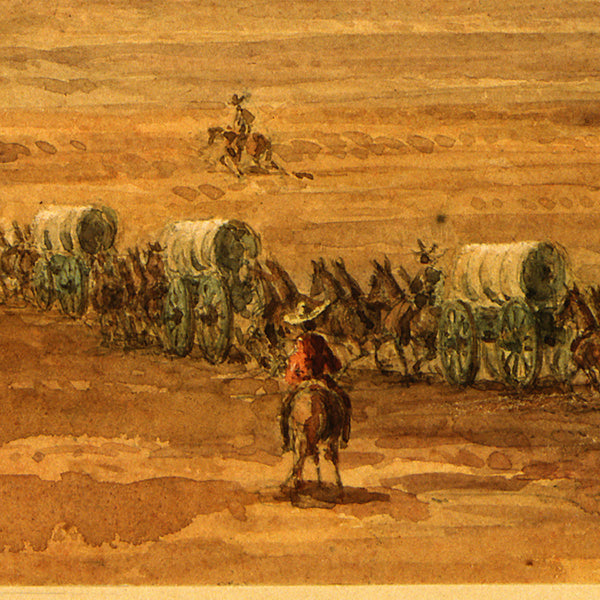 Utah, 1859, Great Salt Lake Desert Crossing, Watercolor View