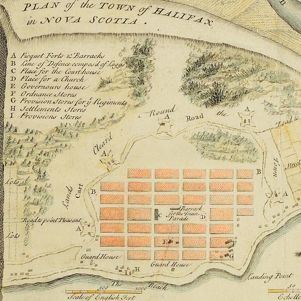 Canada, 1750, Halifax, Nova Scotia, John Rocque Map