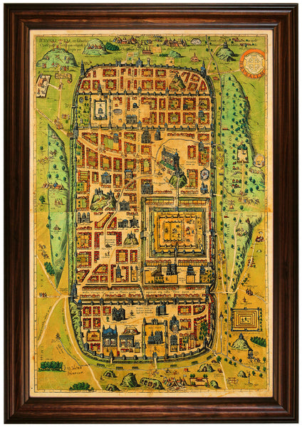Jerusalem at the Time of Christ, 1584, Braun & Hogenberg, Framed