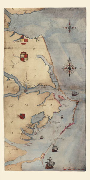 Virginia, 1585, La Virginea Pars, Roanoke, John White Map