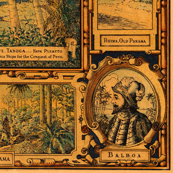 Panama, 1930, Pictorial Historical Map