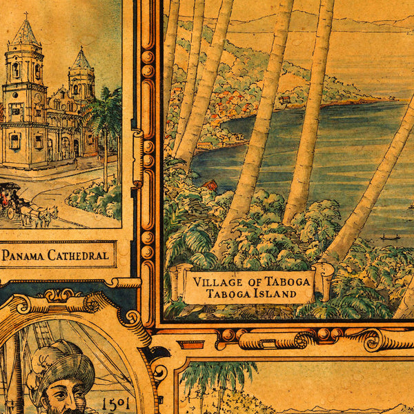 Panama, 1930, Pictorial Historical Map