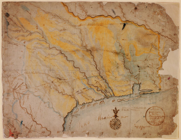 Texas, 1822, Mapa Geografico, Stephen F. Austin Manuscript Map