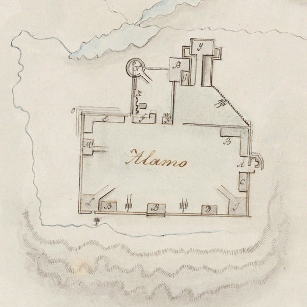 Texas, 1836, the Alamo, Berlandier Sketch, Texas Revolution