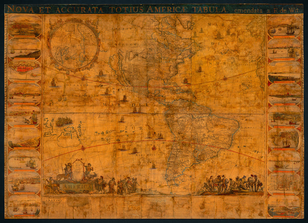 America, 1700, Nova et Accurata Totius Americæ, De Wit, Old Map