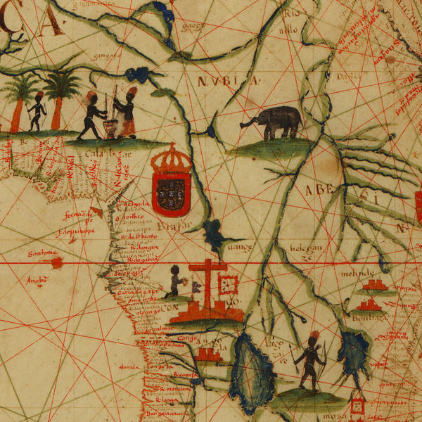 Atlantic Ocean, 1633, America, Africa, Europe, Portolan Chart