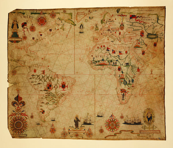 Atlantic Ocean, 1633, America, Africa, Europe, Portolan Chart