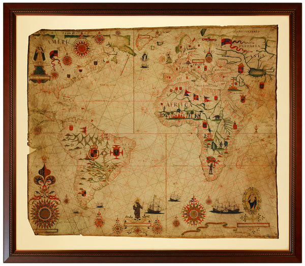 Atlantic Ocean, 1633, America, Africa, Europe, Portolan Chart