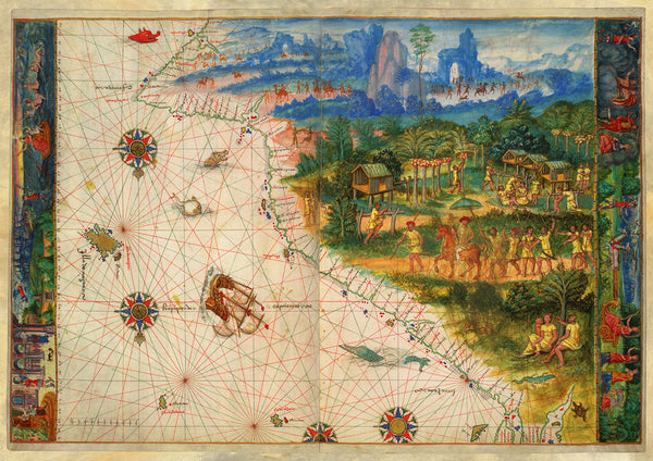 Australia, 1547, Terra Java, Vallard Atlas, Dieppe Map