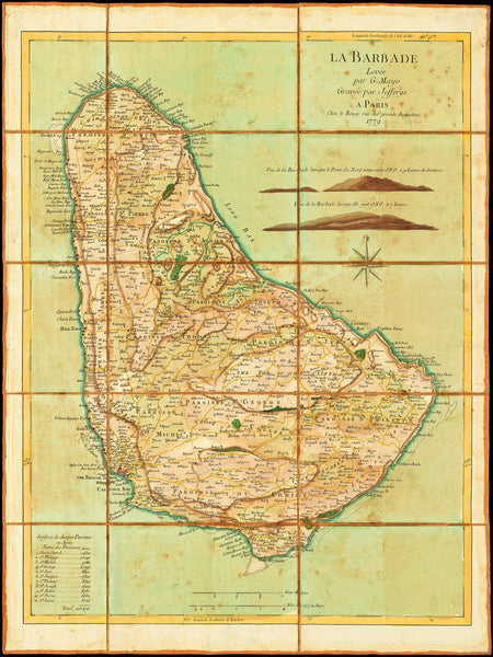 Caribbean, 1779, Barbados, La Barbade, Old Map