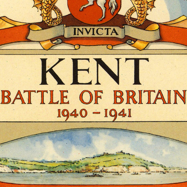 Battle of Britain, 1940, Kent, England, WWII Pictorial Map