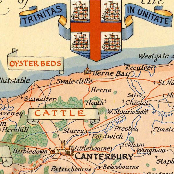 Battle of Britain, 1940, Kent, England, WWII Pictorial Map