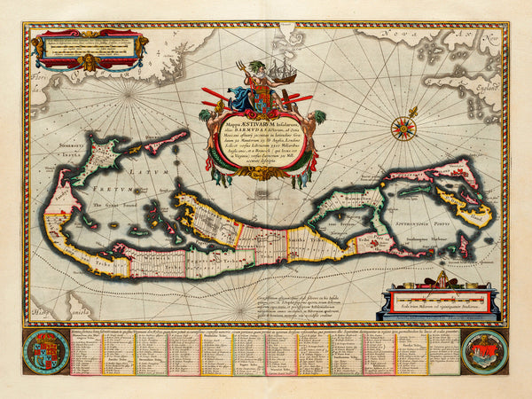 Bermuda, 1630, Mappa Æstivarum Insularum, Barmudas, Blaeu Map (II)