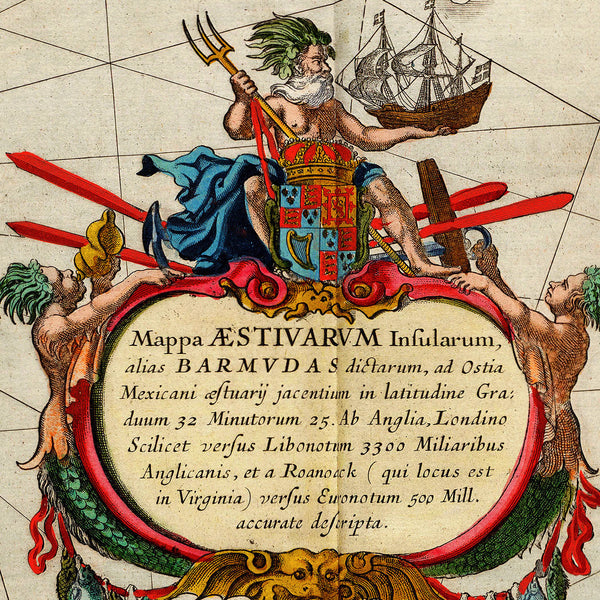 Bermuda, 1630, Mappa Æstivarum Insularum, Barmudas, Blaeu Map
