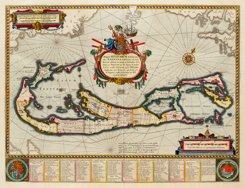 Bermuda, 1630, Mappa Æstivarum Insularum, Barmudas, Blaeu Map