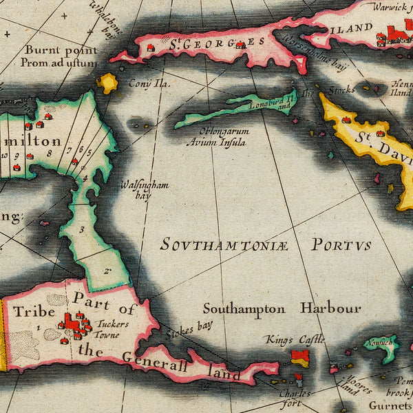 Bermuda, 1630, Mappa Æstivarum Insularum, Barmudas, Blaeu Map
