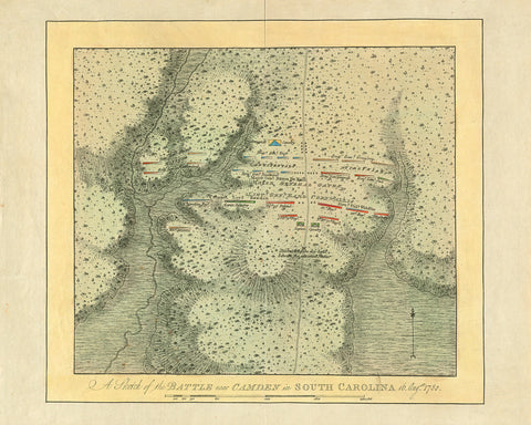 South Carolina, 1780, Battle of Camden, Revolutionary War Map