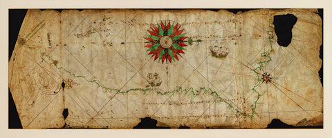 Central America, 1500, Colombia, Panama, Costa Rica, Caribbean Coast, Spanish Portolan Chart
