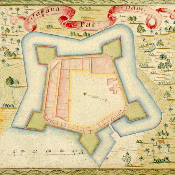 Sri Lanka, 1751, Dutch Ceylon, Fortifications, VOC Map