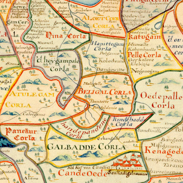 Sri Lanka, 1751, Dutch Ceylon, Fortifications, VOC Map