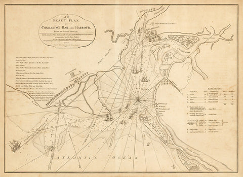 South Carolina, 1776, Charleston, Siege, Battle of Fort Sullivan, Revolutionary War Map