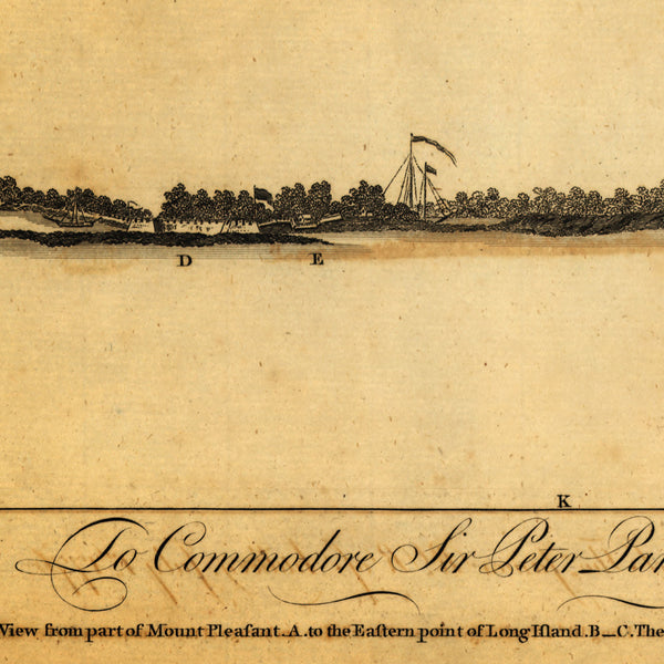 South Carolina, 1776, Charleston, Sullivan’s Island, View, Old Map