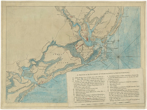 South Carolina, 1780, Charleston & Environs, Revolutionary War Chart