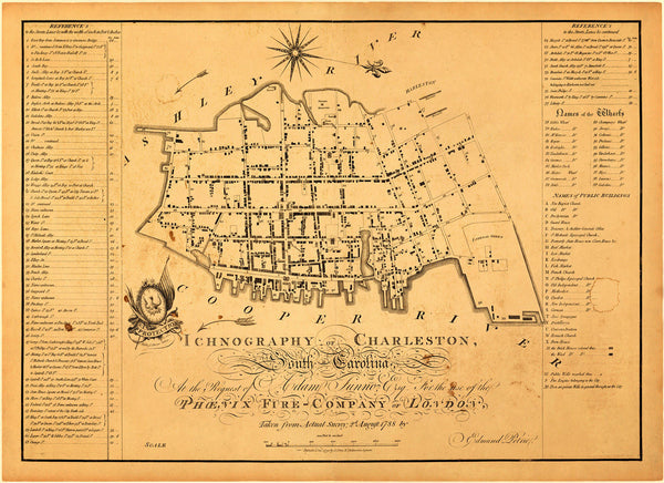 South Carolina, 1788, Charleston, Ichnography, Edmund Petrie Plan