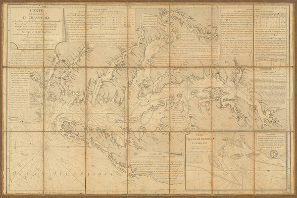 Chesapeake Bay, 1778, Virginia, Maryland, French Navy Revolutionary War Chart