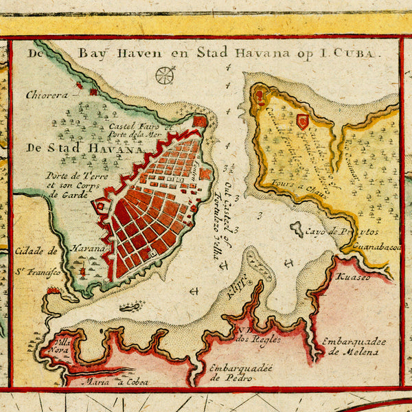 Caribbean, 1722, Cuba, Florida, Bahamas, Cayman Islands, Keulen Sea Chart