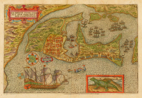 Caribbean, 1596, Cuba, Die Grosse Insel Cvba, Francis Drake Map