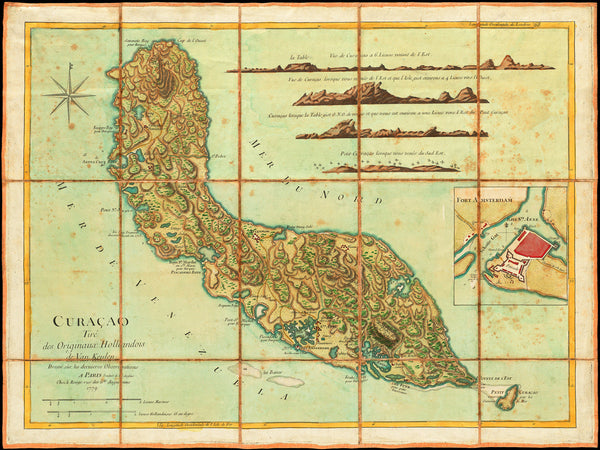 Caribbean, 1779, Curaçao, Keulen, Le Rouge, Old Map