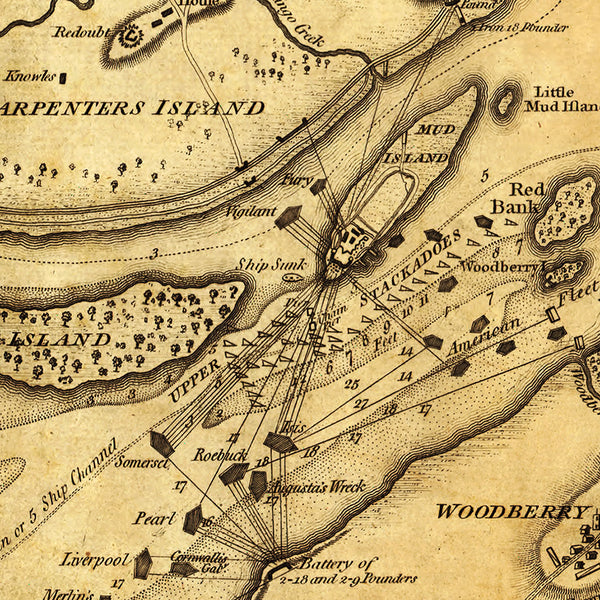 Delaware River, 1776–1777, New York, New Jersey, Philadelphia, Revolutionary War Map