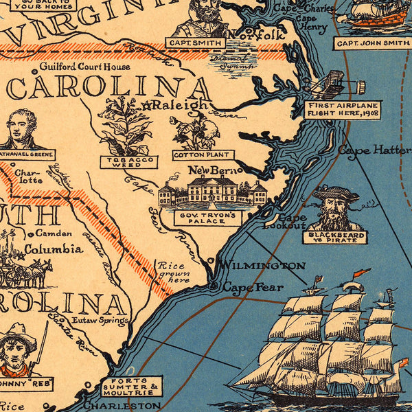 Eastern United States, 1929, Pictorial Historical Map
