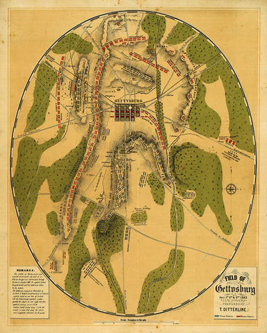 Gettysburg, 1863, Battle, Ditterline, Civil War Map