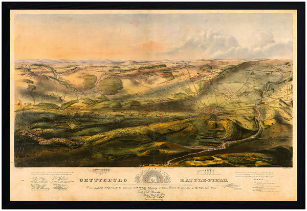 Gettysburg, 1863, Battlefield Bird’s Eye View, Bachelder