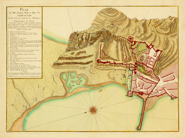Gibraltar, 1779, Great Siege of Gibraltar, Plan, Old Map