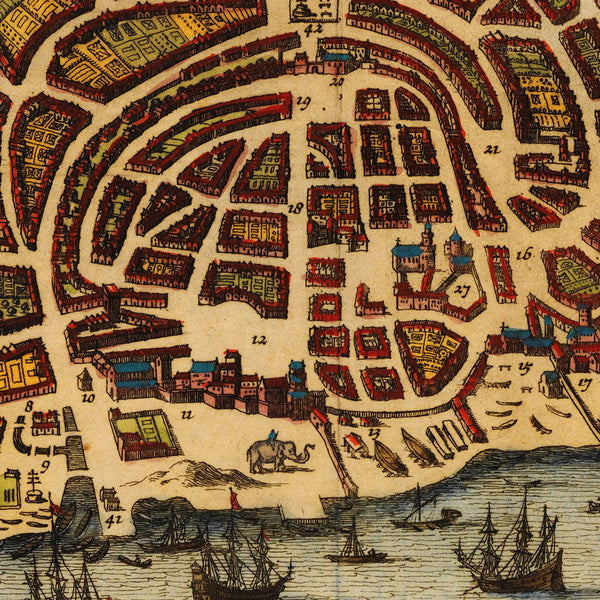 Goa, India, 1672, Plan & View, Baldæus, Old Map