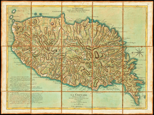 Caribbean, 1778, Grenada, La Grenade, Old Map