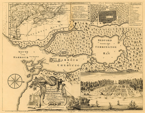 Canada, 1750, Halifax, Nova Scotia, Plan, View & Map (II)