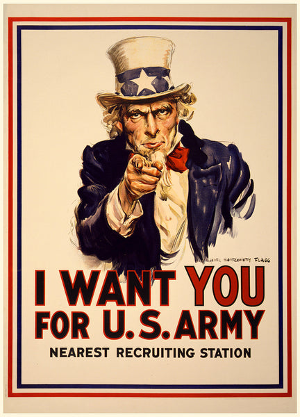 I Want You For U.S. Army, 1917, WWI Uncle Sam Poster, Flagg